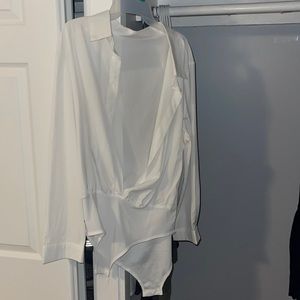Women’s white button down body suit